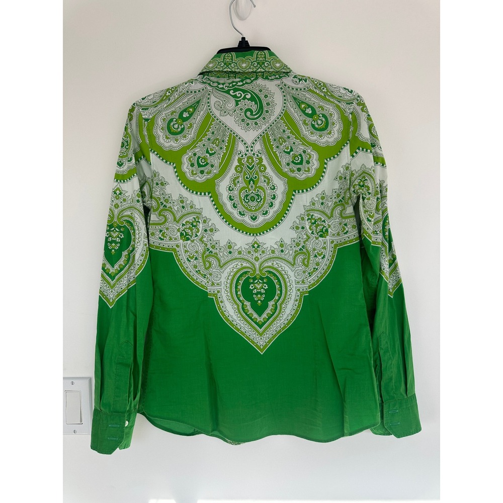 Etro Milano Green Paisley Print Button Down Shirt Made in Italy Size 42 - Picture 4 of 6